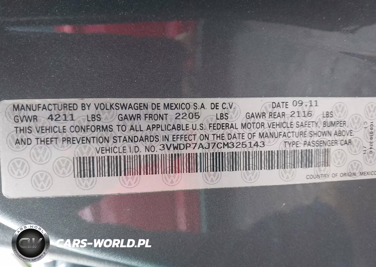 2012 Volkswagen Jetta 2.5L Se VIN:3VWDP7AJ7CM325143 - 9