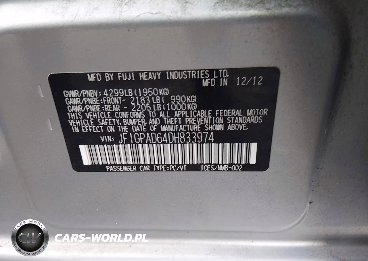 2013 Subaru Impreza 2.0I Premium VIN:JF1GPAD64DH833974 - 9