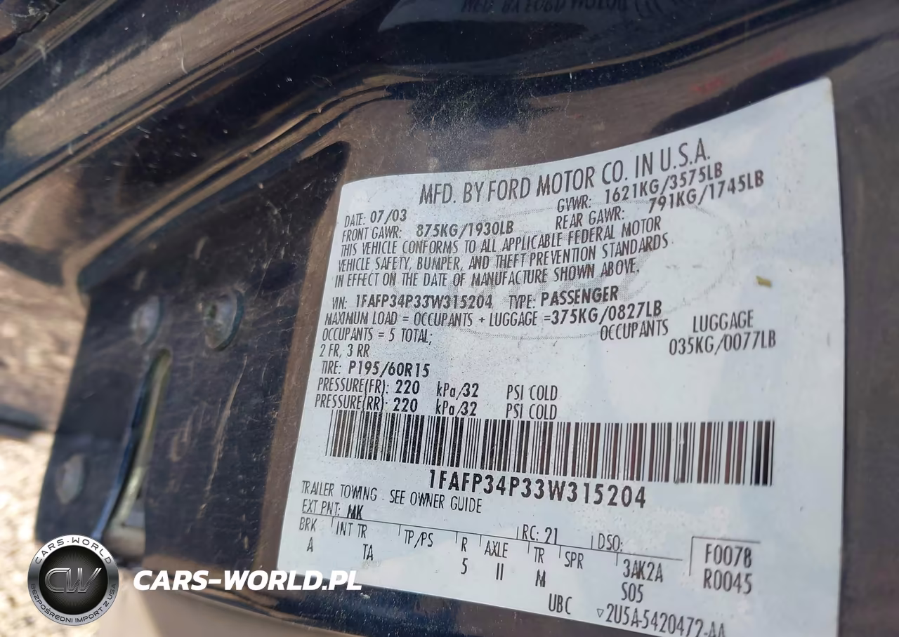 2003 Ford Focus Se VIN:1FAFP34P33W315204 - 9