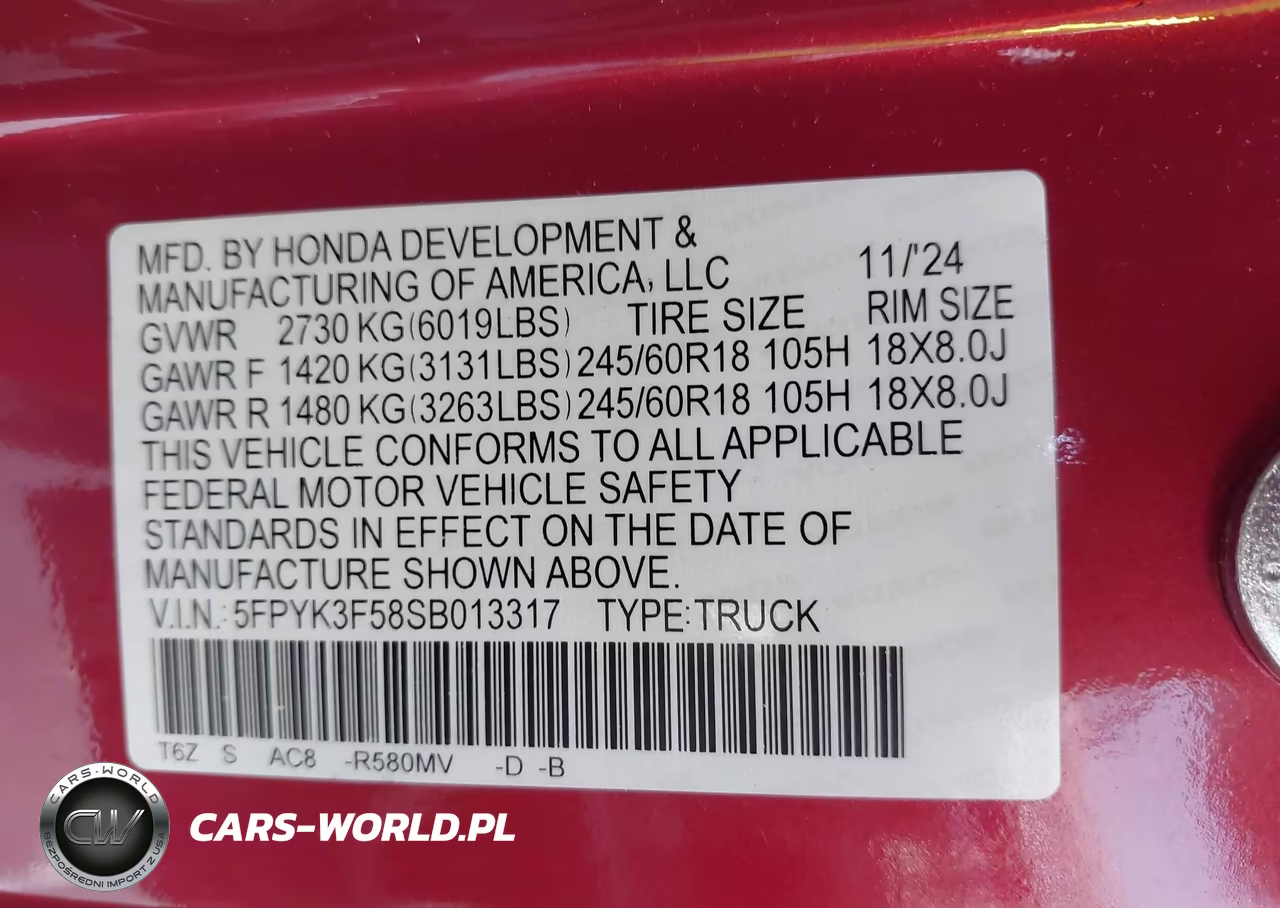 2025 Honda Ridgeline Rtl VIN:5FPYK3F58SB013317 - 9