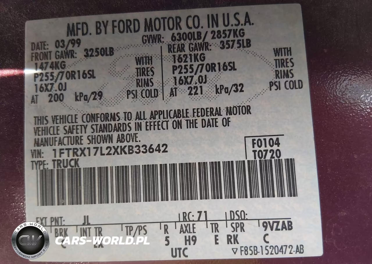1999 Ford F-150 Lariat-Xl-Xlt VIN:1FTRX17L2XKB33642 - 9