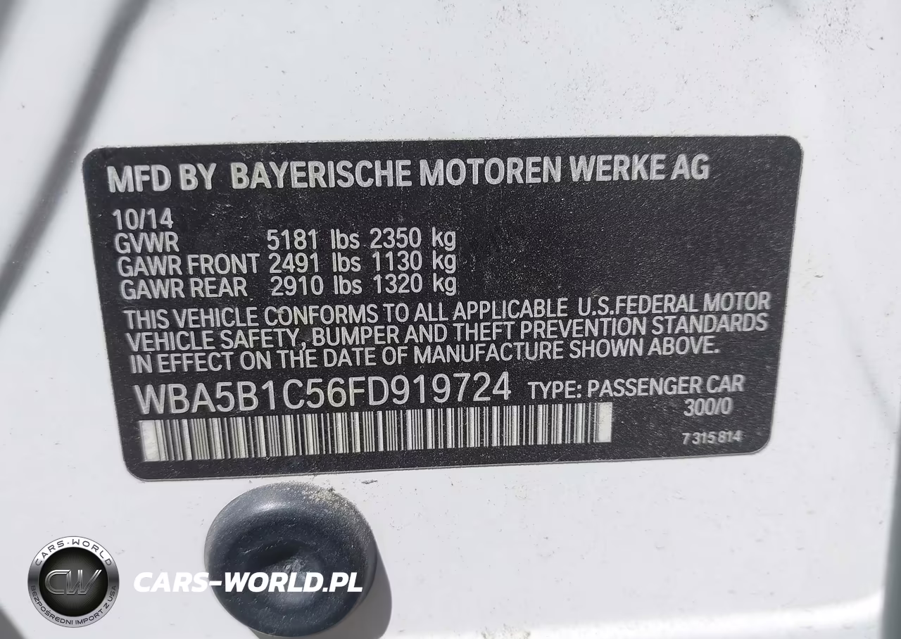 2015 BMW 535I VIN:WBA5B1C56FD919724 - 9