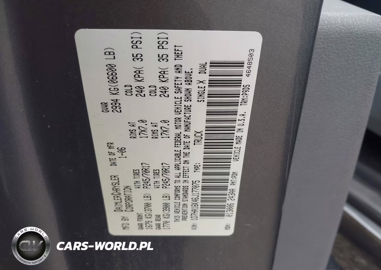 2006 Dodge Ram 1500 St VIN:1D7HA16K46J177075 - 9