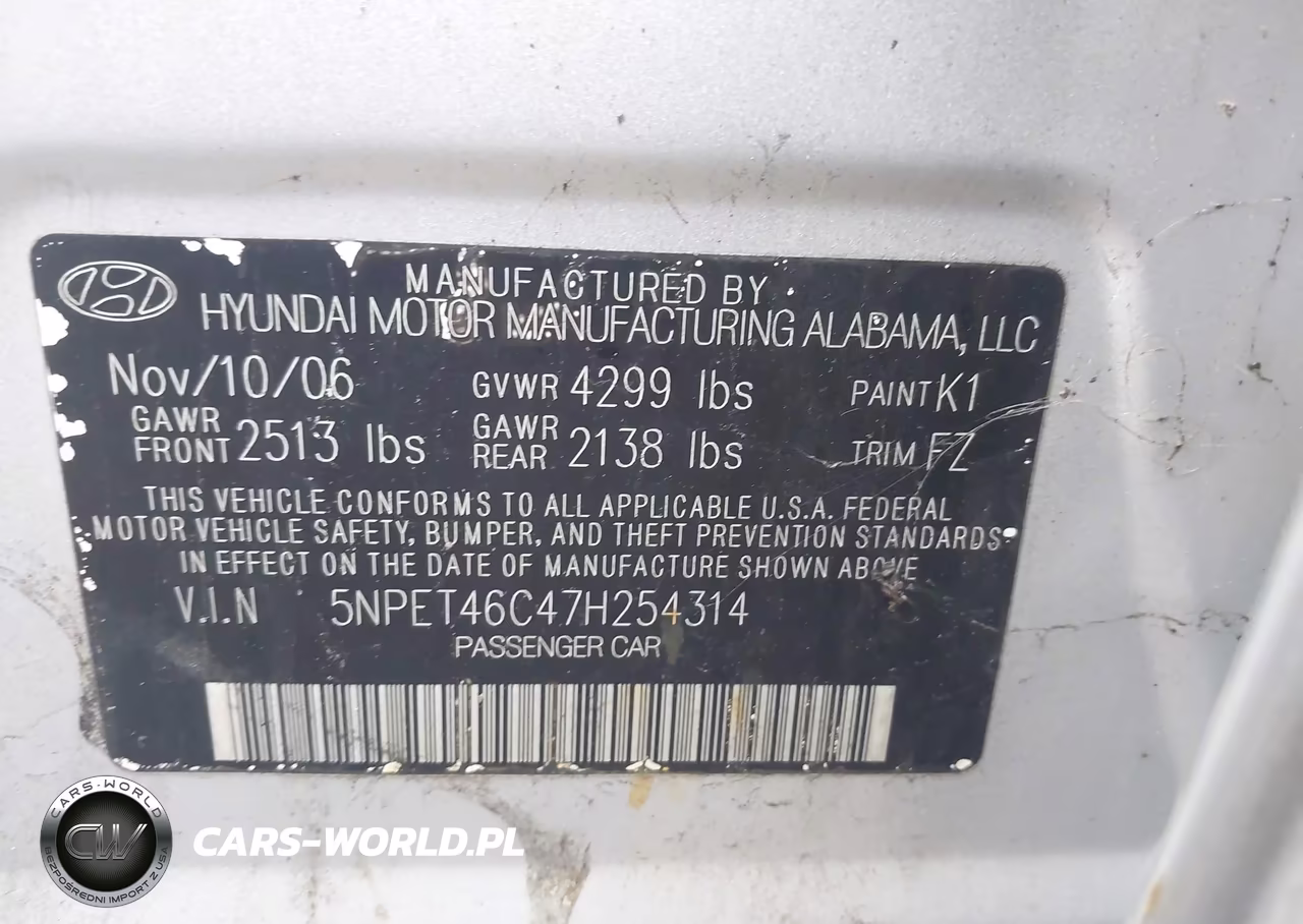 2007 Hyundai Sonata Gls VIN:5NPET46C47H254314 - 9