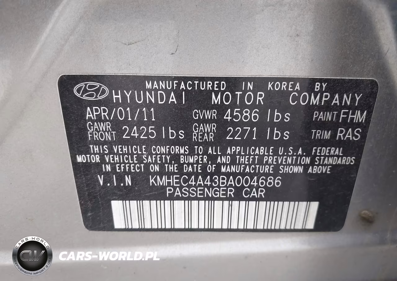 2011 Hyundai Sonata Hybrid VIN:KMHEC4A43BA004686 - 9