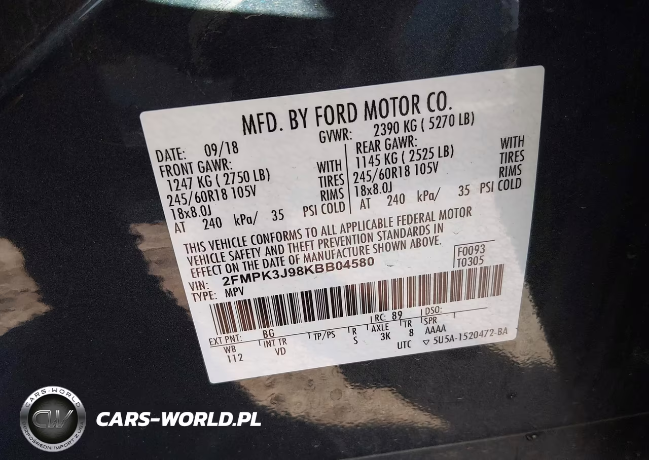 2019 Ford Edge Sel VIN:2FMPK3J98KBB04580 - 9