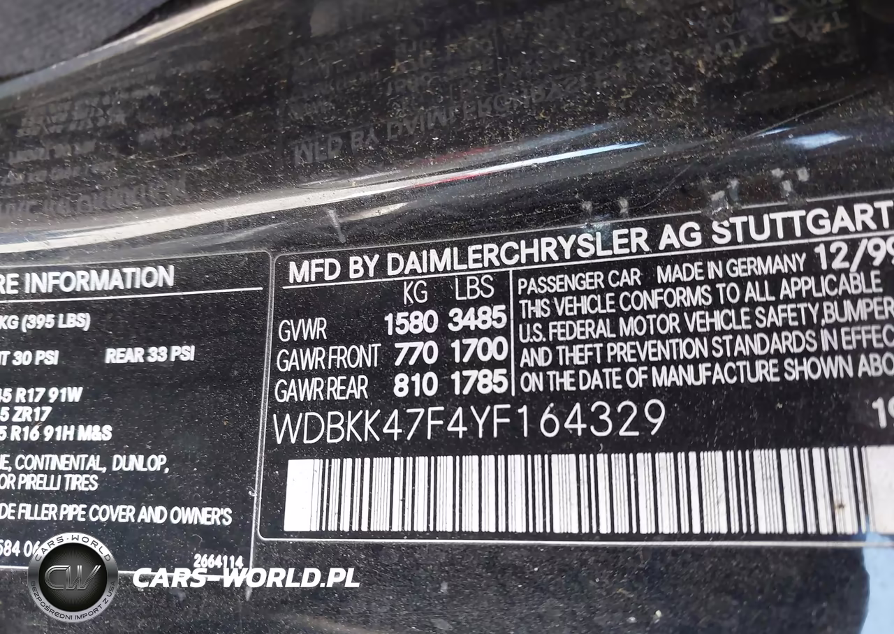 2000 Mercedes-Benz Slk 230 Kompressor VIN:WDBKK47F4YF164329 - 9