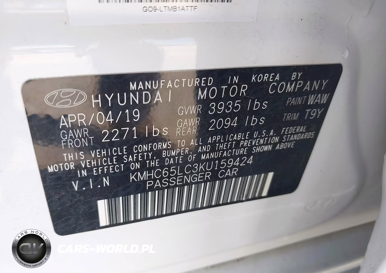 2019 Hyundai Ioniq Hybrid Blue VIN:KMHC65LC3KU159424 - 9