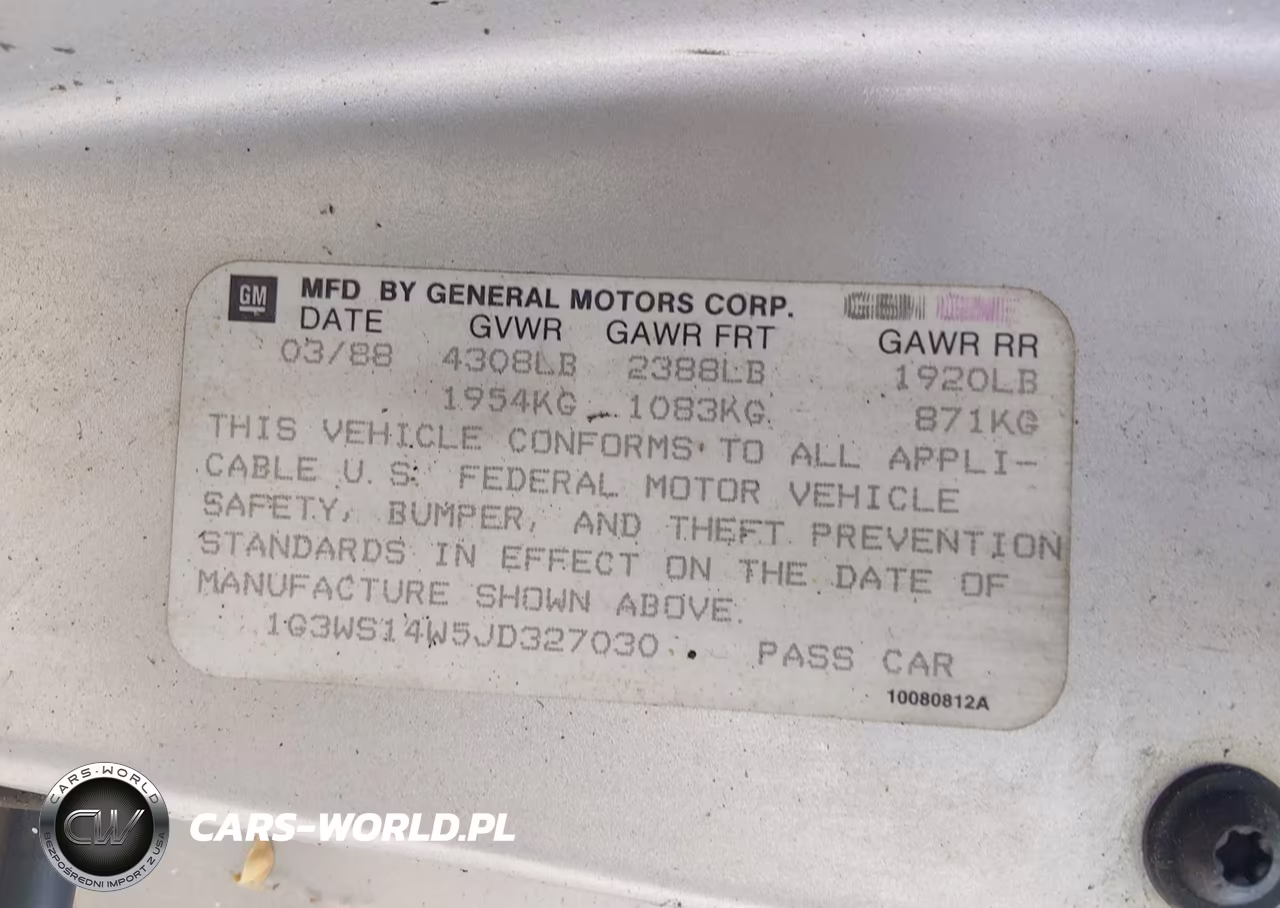 1988 Oldsmobile Cutlass Supreme Sl VIN:1G3WS14W5JD327030 - 9