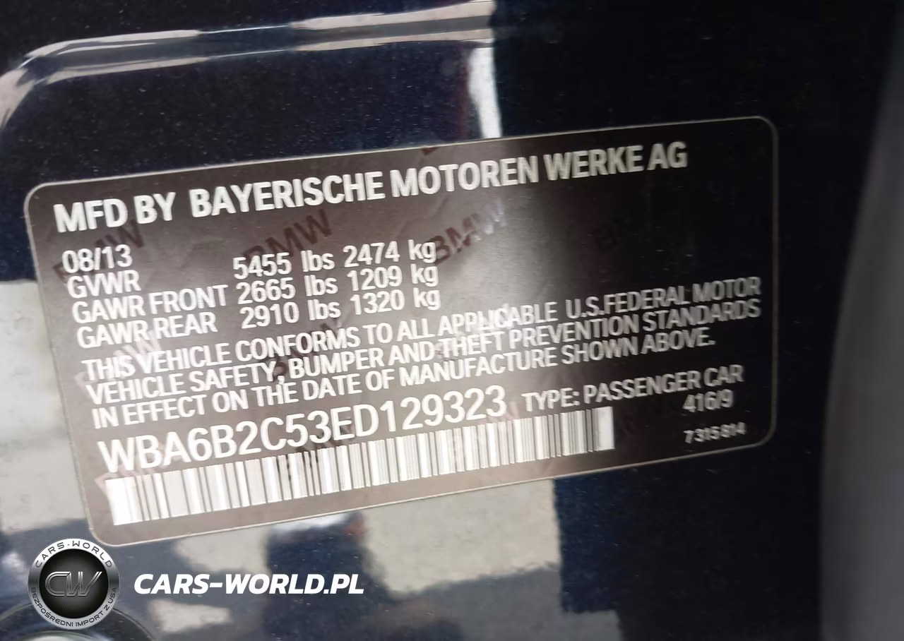 2014 BMW 650I Gran Coupe VIN:WBA6B2C53ED129323 - 9