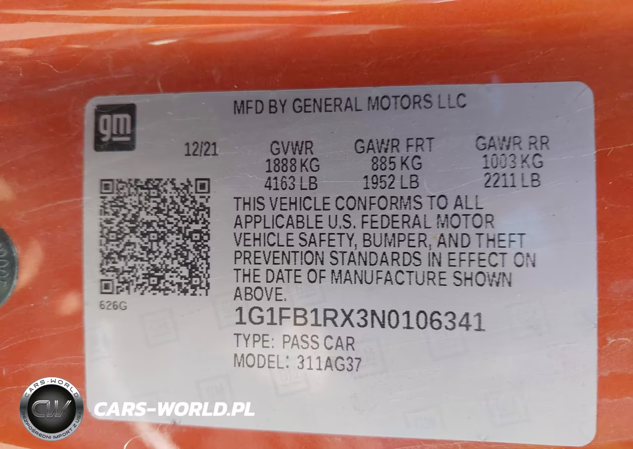 2022 Chevrolet Camaro Rwd 1Lt VIN:1G1FB1RX3N0106341 - 9
