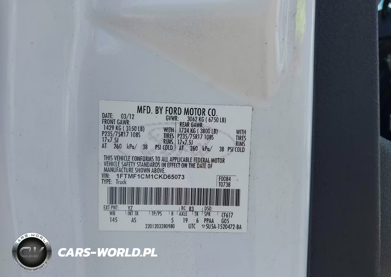 2012 Ford F-150 Xl VIN:1FTMF1CM1CKD65073 - 9