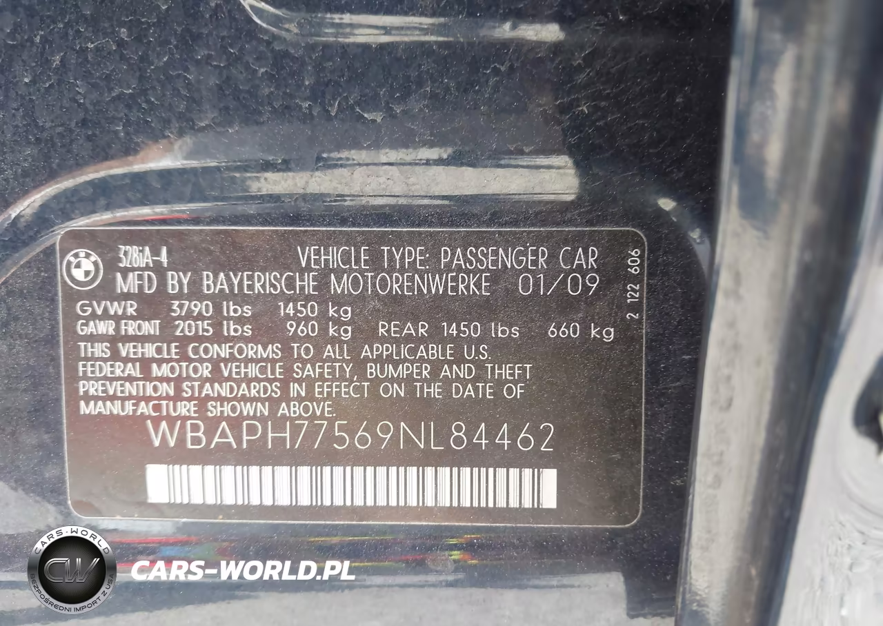 2009 BMW 328I VIN:WBAPH77569NL84462 - 9