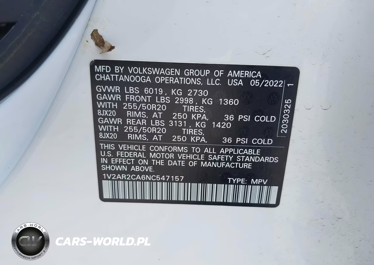 2022 Volkswagen Atlas 3.6L V6 Sel R-Line VIN:1V2AR2CA6NC547157 - 9