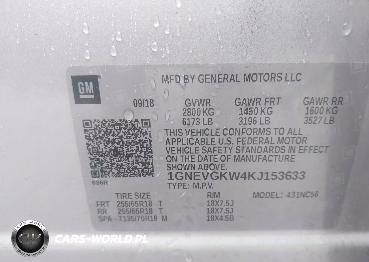 2019 Chevrolet Traverse 1Lt VIN:1GNEVGKW4KJ153633 - 9