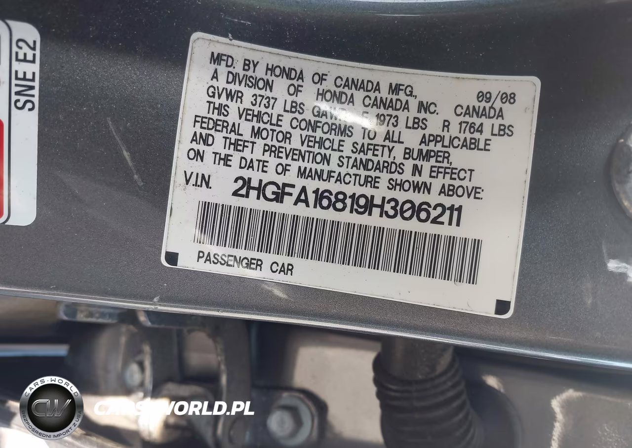 2009 Honda Civic Ex VIN:2HGFA16819H306211 - 9