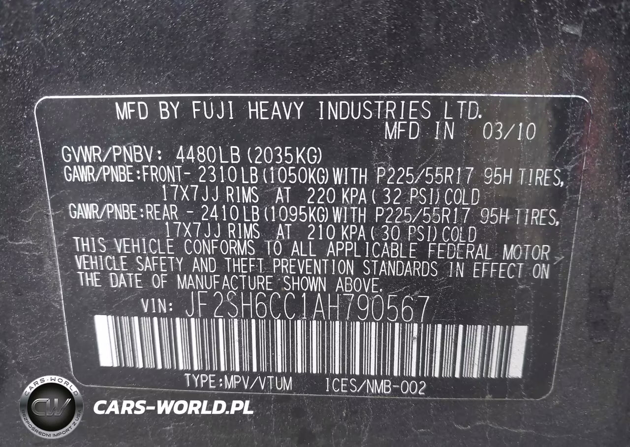 2010 Subaru Forester 2.5X Premium VIN:JF2SH6CC1AH790567 - 9