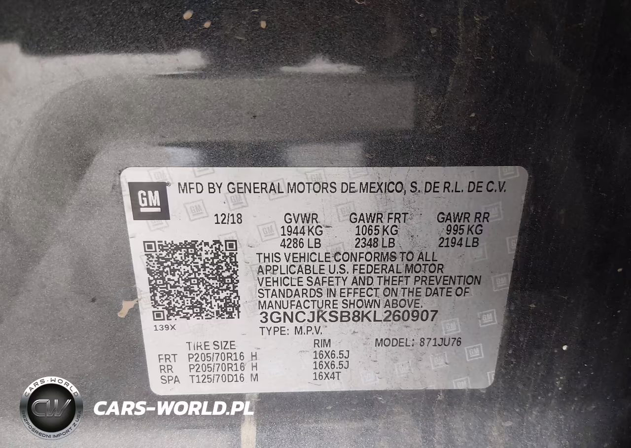 2019 Chevrolet Trax Ls VIN:3GNCJKSB8KL260907 - 9
