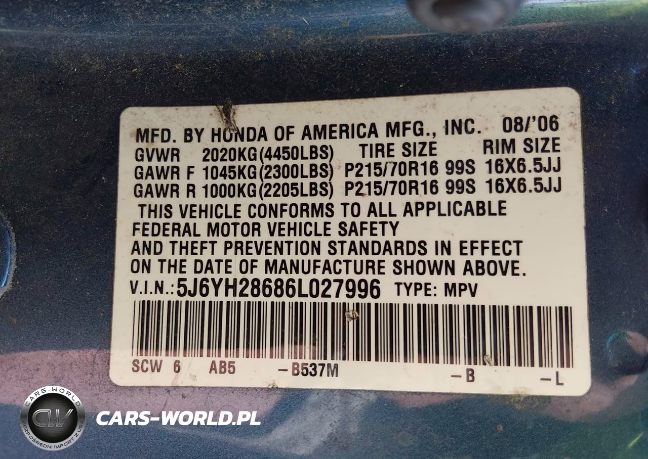 2006 Honda Element Ex VIN:5J6YH28686L027996 - 7