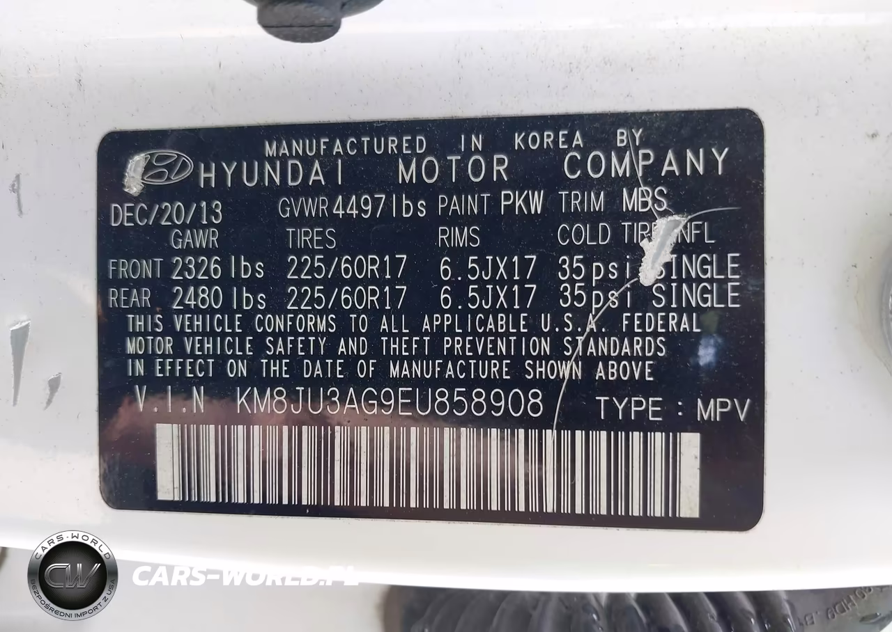 2014 Hyundai Tucson Se VIN:KM8JU3AG9EU858908 - 9