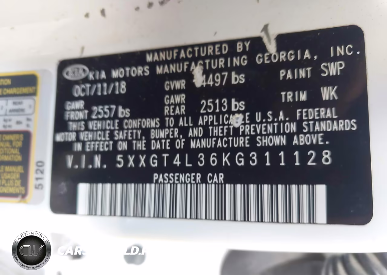 2019 Kia Optima Lx VIN:5XXGT4L36KG311128 - 9
