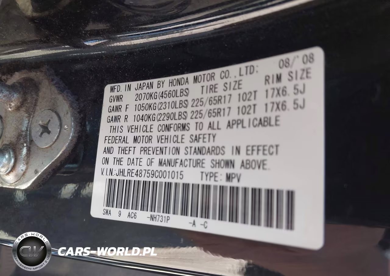 2009 Honda Cr-V Ex-L VIN:JHLRE48759C001015 - 9