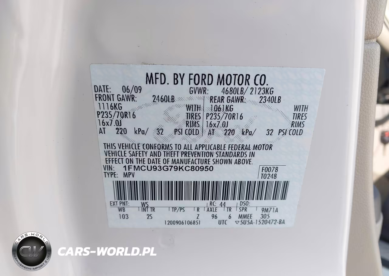 2009 Ford Escape Xlt VIN:1FMCU93G79KC80950 - 9