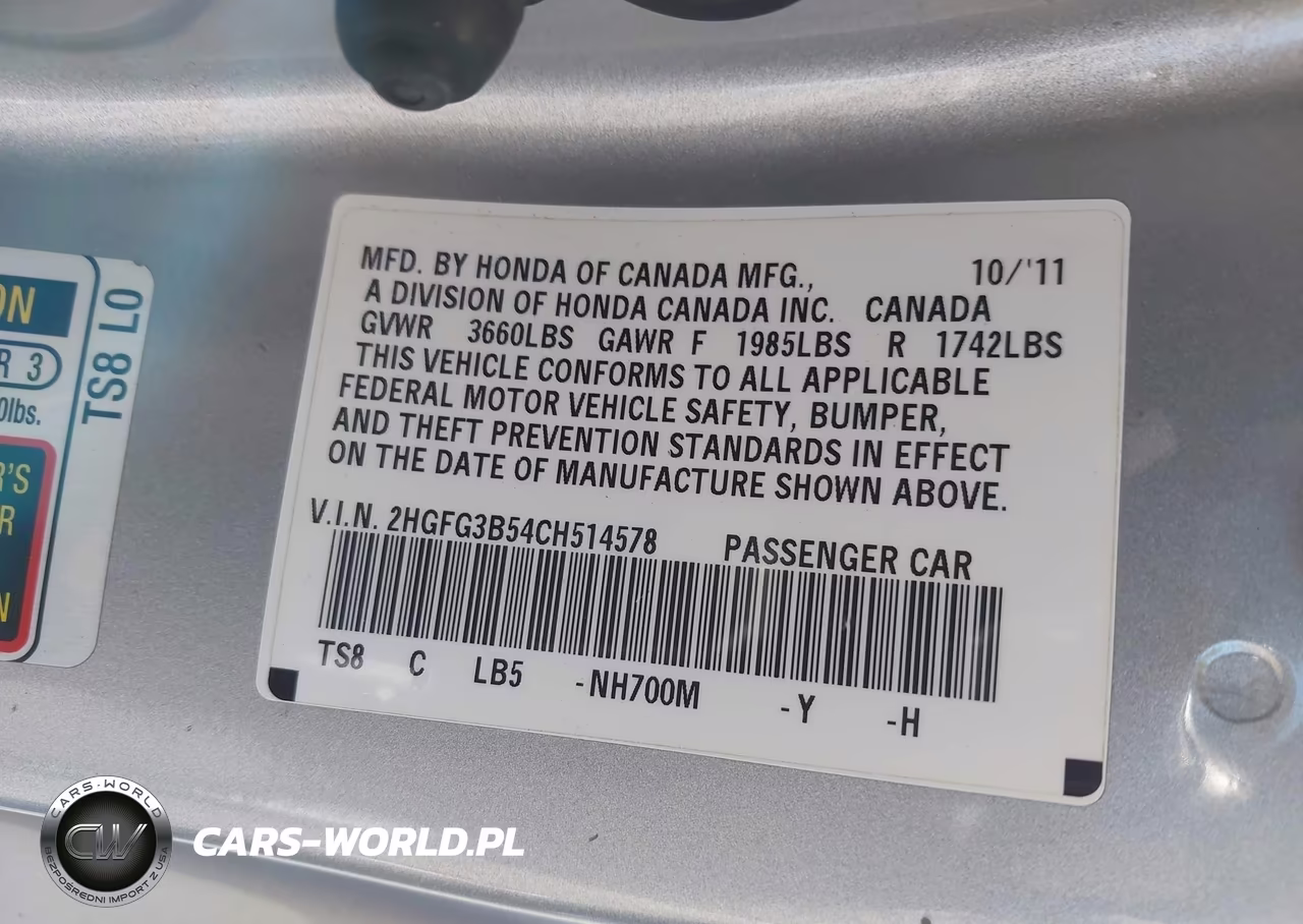 2012 Honda Civic Lx VIN:2HGFG3B54CH514578 - 9