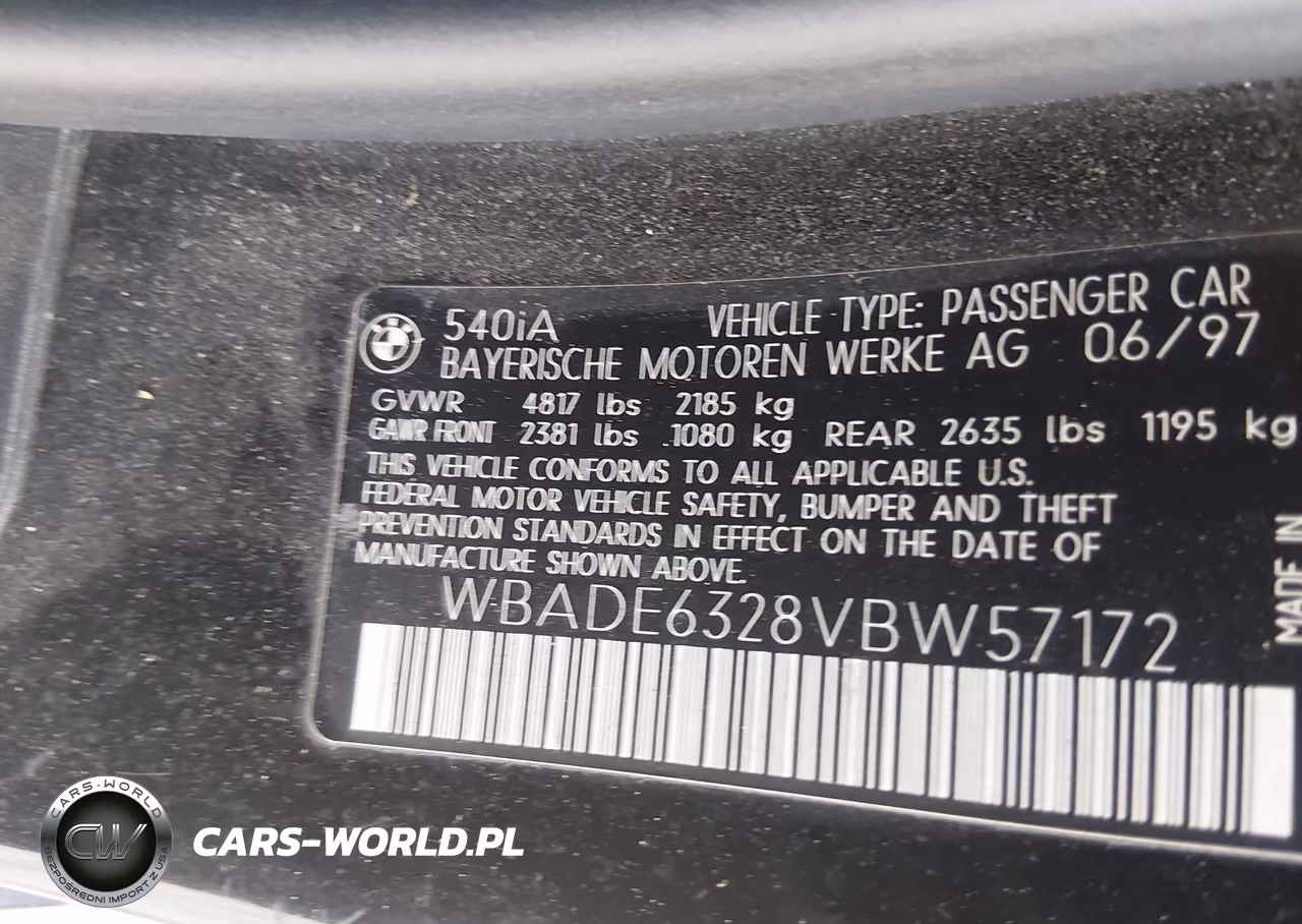 1997 BMW 540Ia VIN:WBADE6328VBW57172 - 9