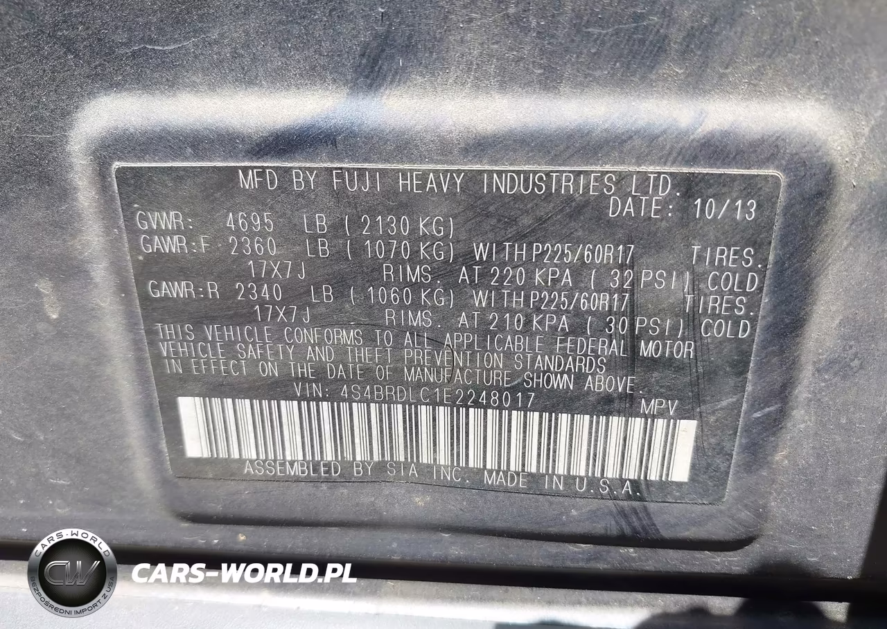 2014 Subaru Outback 3.6R Limited VIN:4S4BRDLC1E2248017 - 9