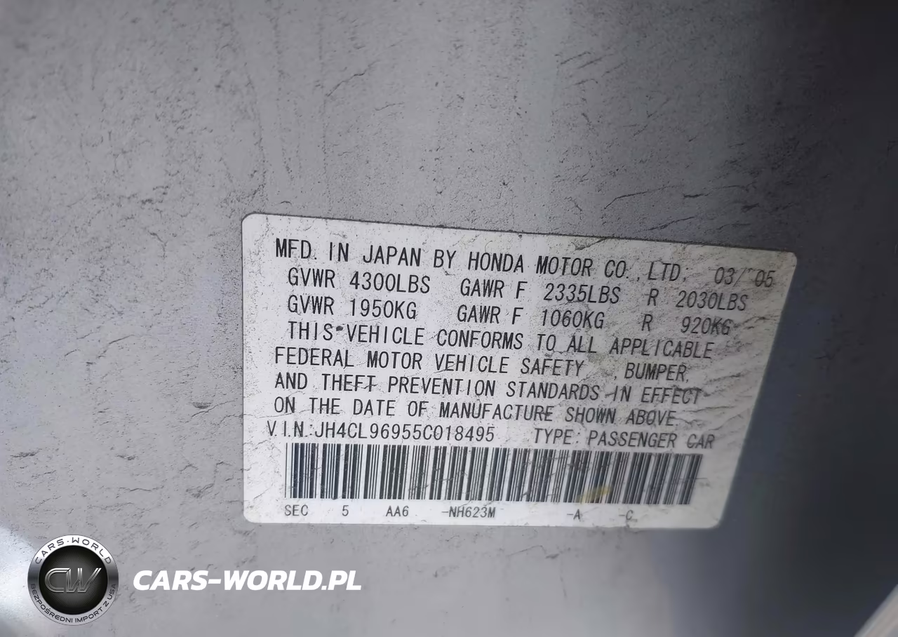 2005 Acura Tsx VIN:JH4CL96955C018495 - 9