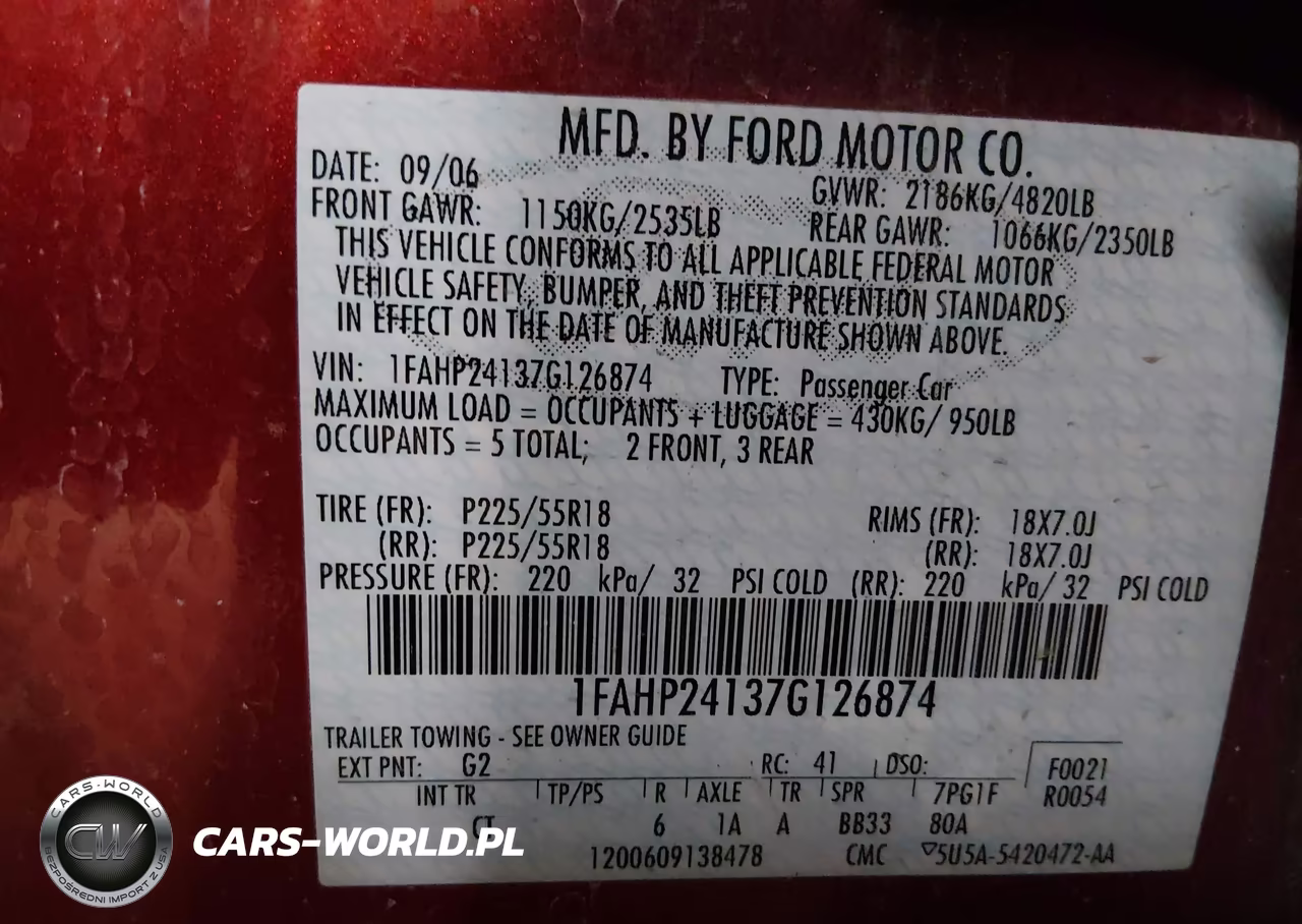 2007 Ford Five Hundred Sel VIN:1FAHP24137G126874 - 9