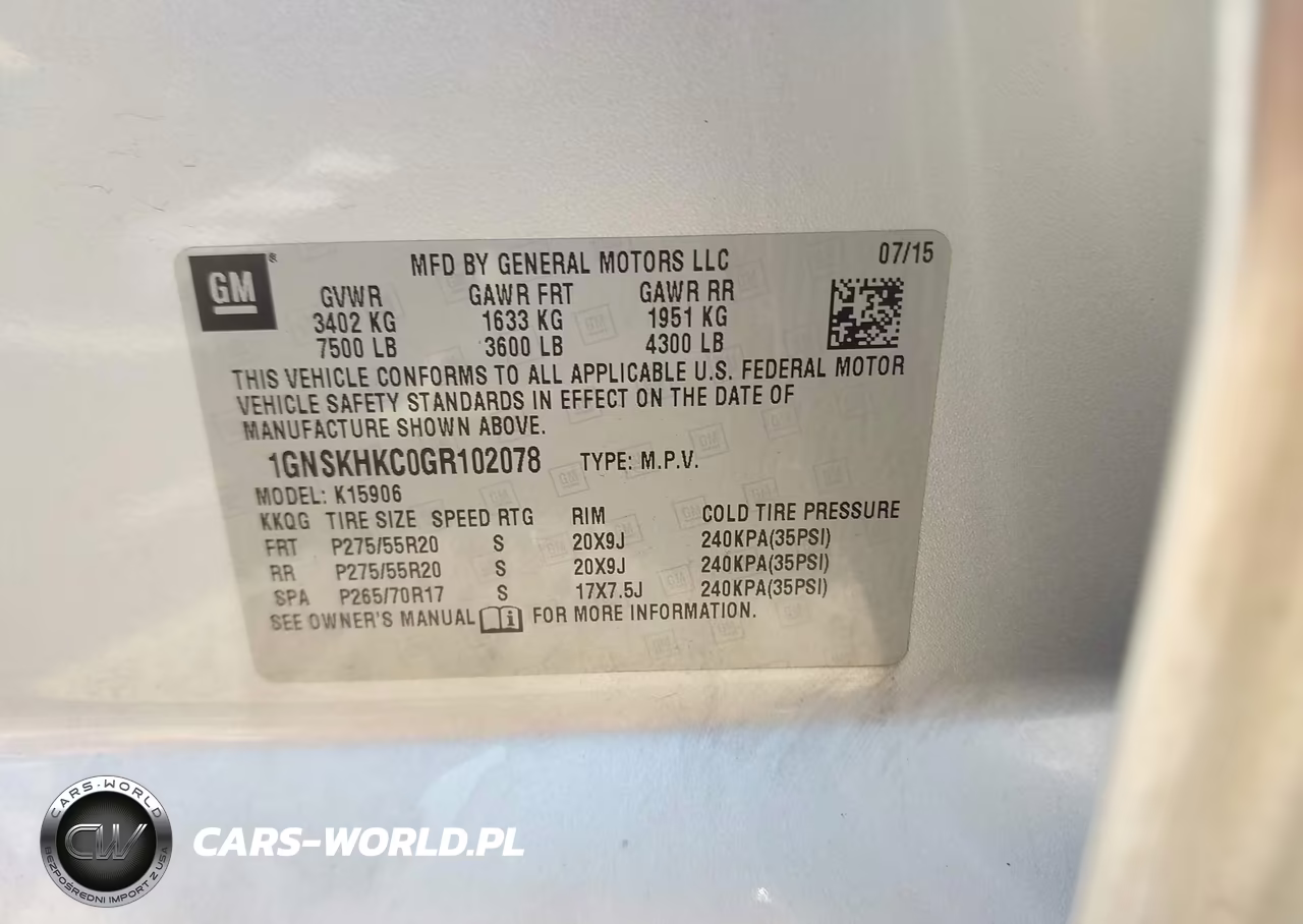 2016 Chevrolet Suburban Lt VIN:1GNSKHKC0GR102078 - 9