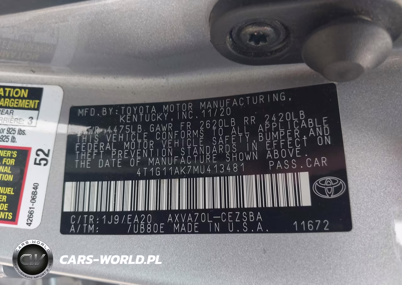 2021 Toyota Camry Se VIN:4T1G11AK7MU413481 - 9
