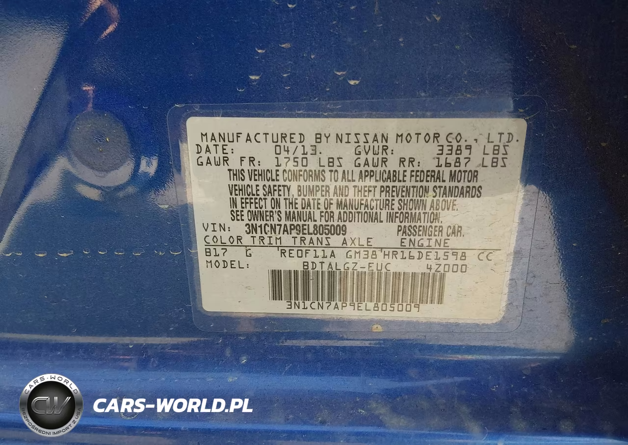 2014 Nissan Versa 1.6 Sl VIN:3N1CN7AP9EL805009 - 9