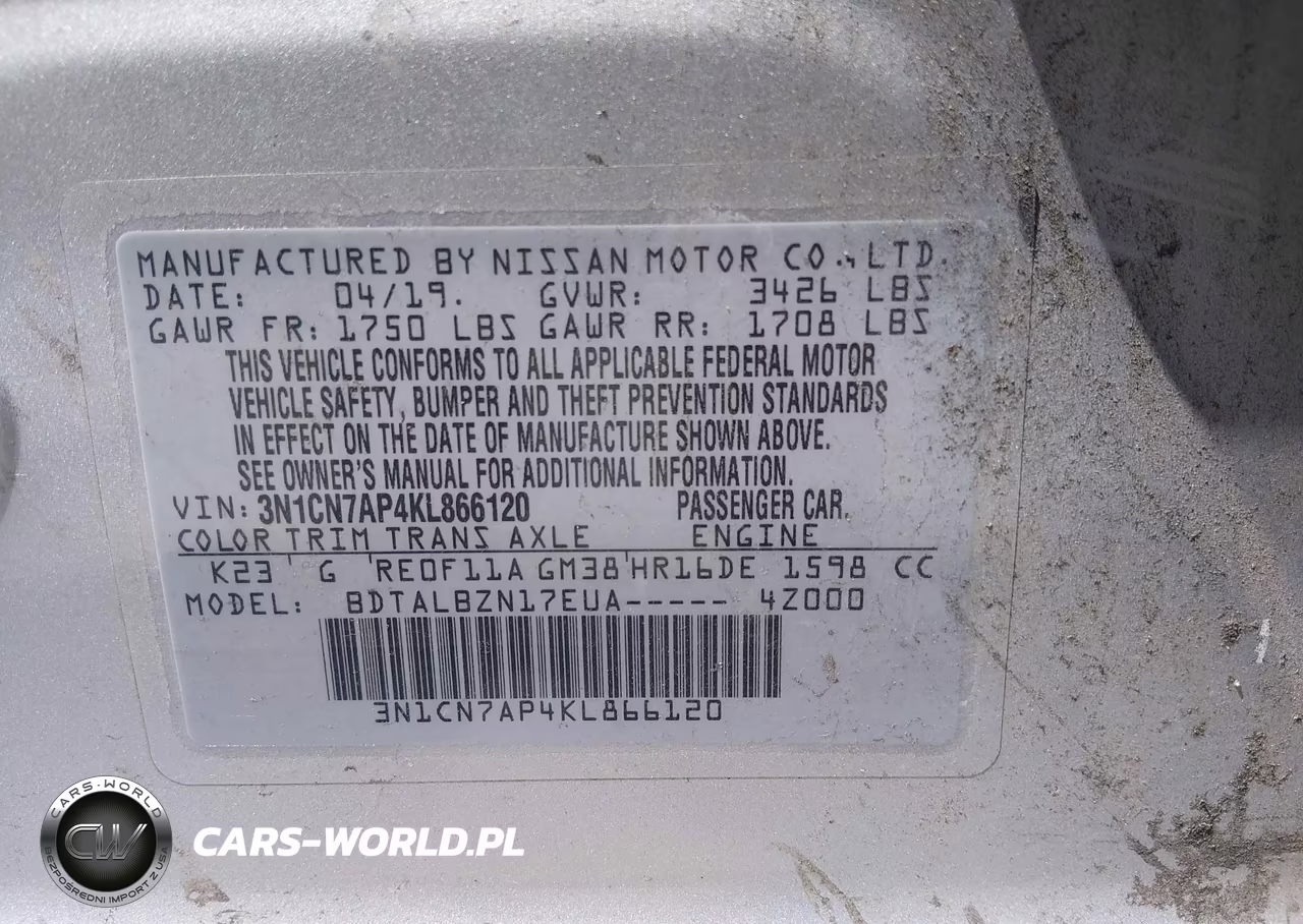 2019 Nissan Versa 1.6 Sv VIN:3N1CN7AP4KL866120 - 9