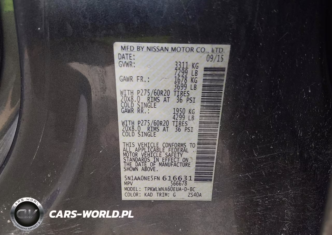 2015 Nissan Armada Platinum VIN:5N1AA0NE5FN616631 - 9