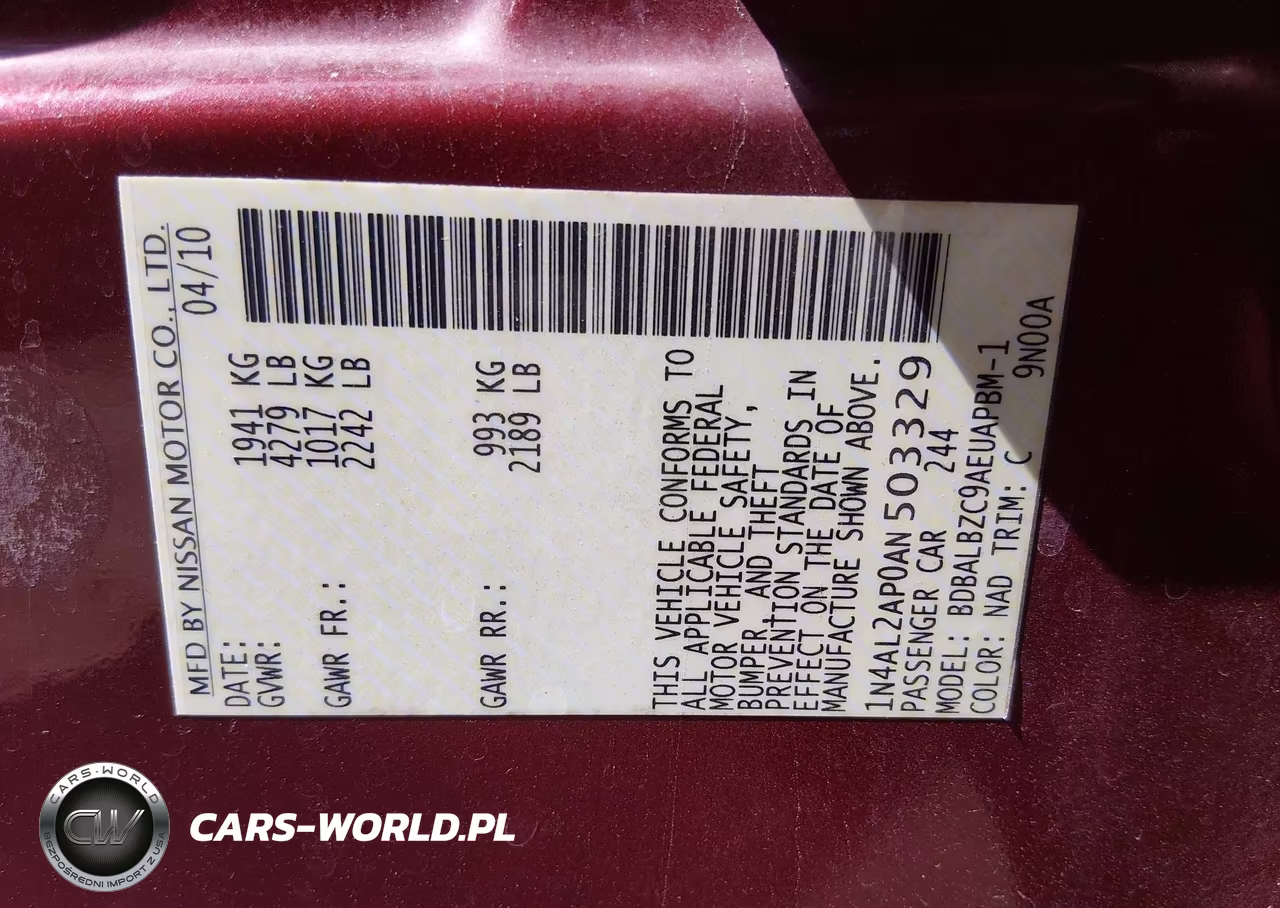 2010 Nissan Altima 2.5 S VIN:1N4AL2AP0AN503329 - 9