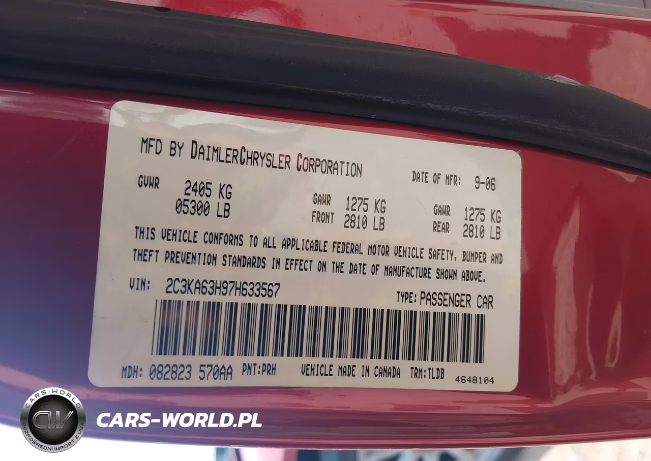 2007 Chrysler 300C VIN:2C3KA63H97H633567 - 9