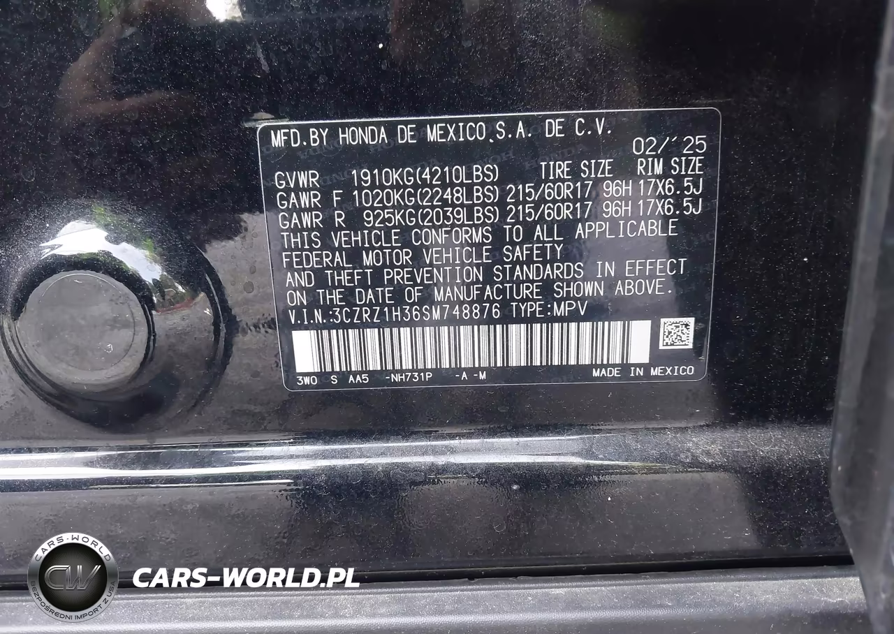 2025 Honda Hr-V 2Wd Lx VIN:3CZRZ1H36SM748876 - 9