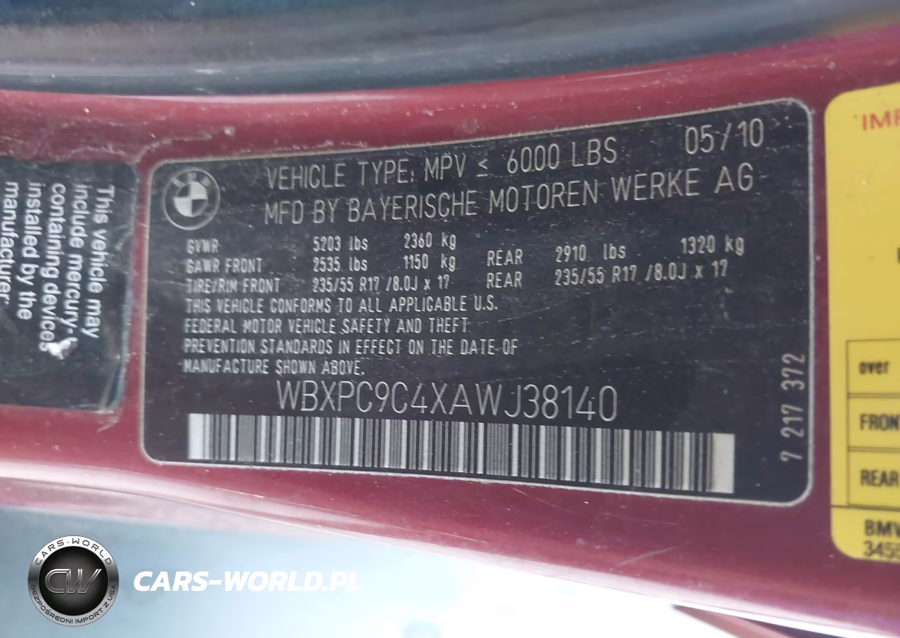 2010 BMW X3 xDrive30I VIN:WBXPC9C4XAWJ38140 - 9