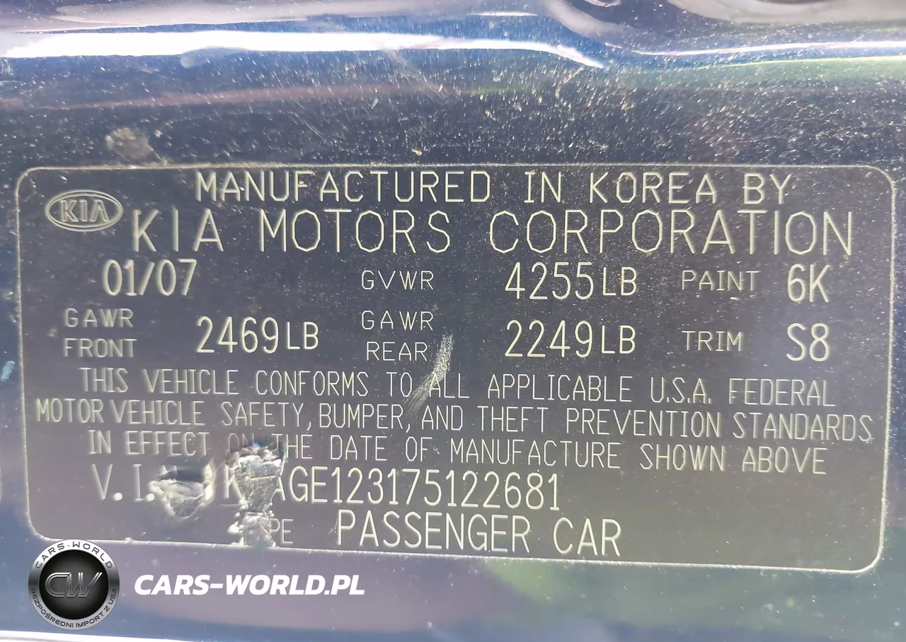 2007 Kia Optima Lx VIN:KNAGE123175122681 - 9