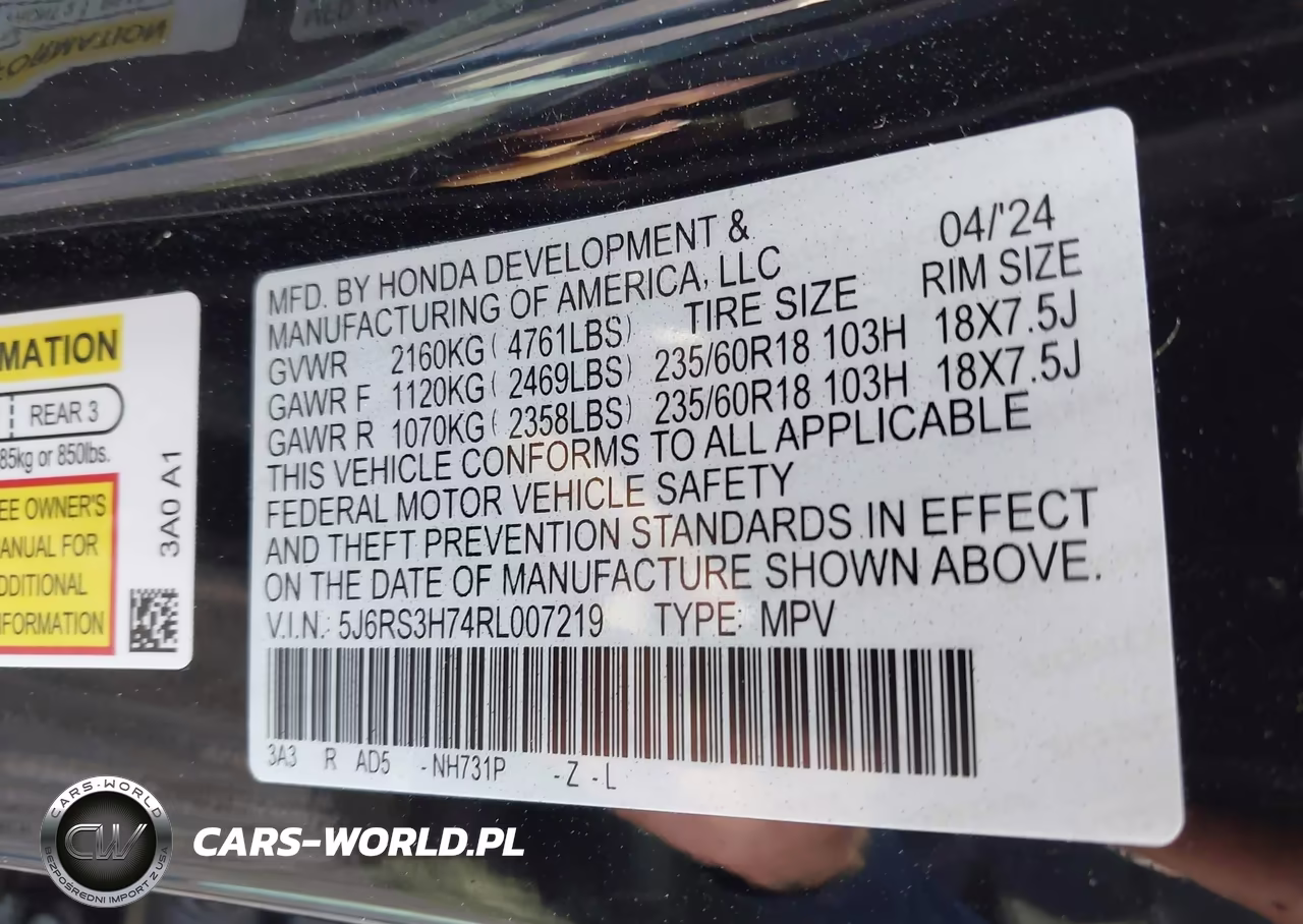 2024 Honda Cr-V Ex-L 2Wd VIN:5J6RS3H74RL007219 - 9