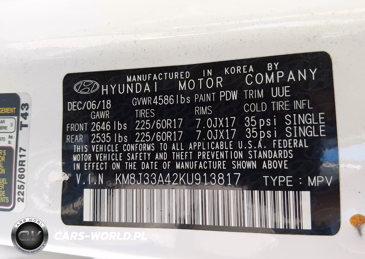 2019 Hyundai Tucson Value VIN:KM8J33A42KU913817 - 9