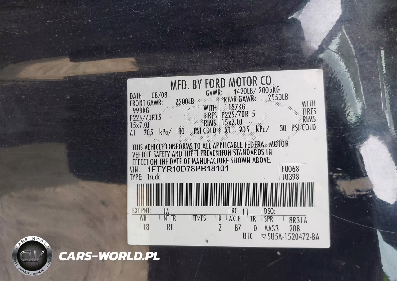2008 Ford Ranger Xl-Xlt VIN:1FTYR10D78PB18101 - 9