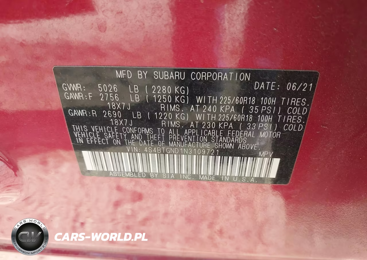 2022 Subaru Outback Limited Xt VIN:4S4BTGND1N3109721 - 9