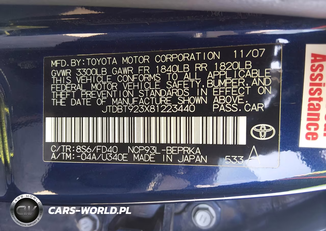 2008 Toyota Yaris VIN:JTDBT923X81223440 - 9