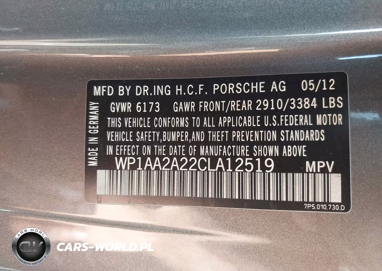 2012 Porsche Cayenne VIN:WP1AA2A22CLA12519 - 9