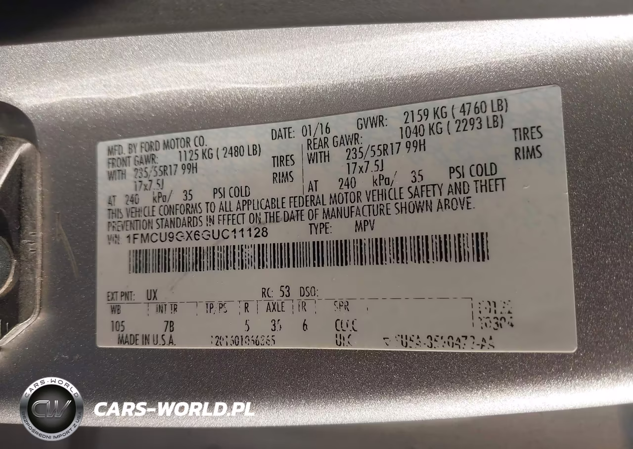 2016 Ford Escape Se VIN:1FMCU9GX6GUC11128 - 9