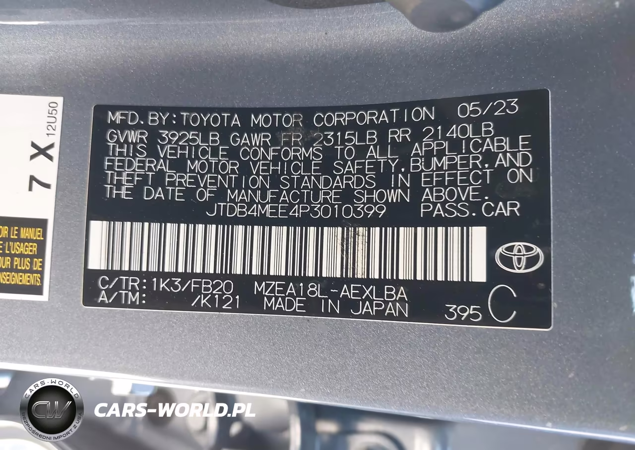 2023 Toyota Corolla Le VIN:JTDB4MEE4P3010399 - 9